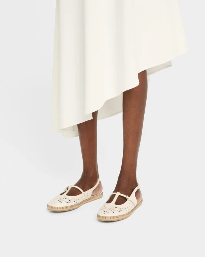 Amiee Leather Embroidered Espadrille Ballerina Flats - Image 4