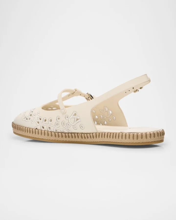 Amiee Leather Embroidered Espadrille Ballerina Flats - Image 7