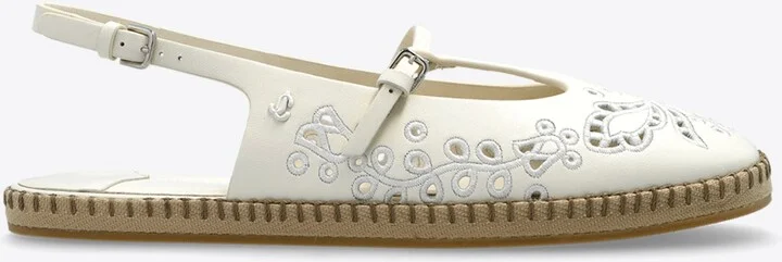 Amiee Sangallo Embroidered Leather Espadrilles
