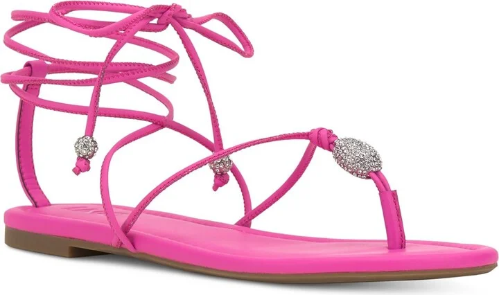 Amille Womens Faux Leather Ankle Tie Strappy Sandals