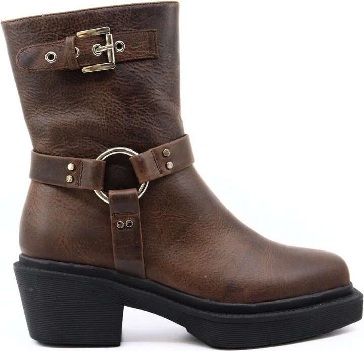 Amina Biker Boots In Dark Brown