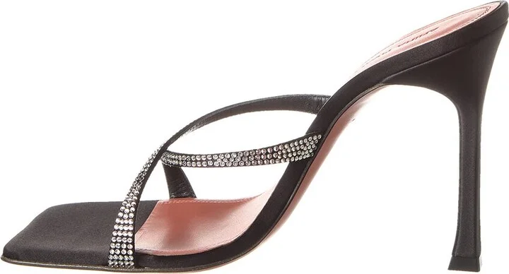 Amina Muaddi Adriana Crystal 105 Satin Sandal - Image 2