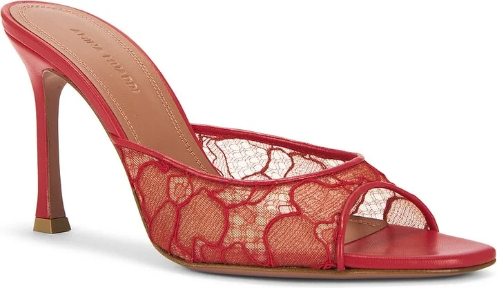 AMINA MUADDI Alexa 95 Lace Slipper in Red - Image 2