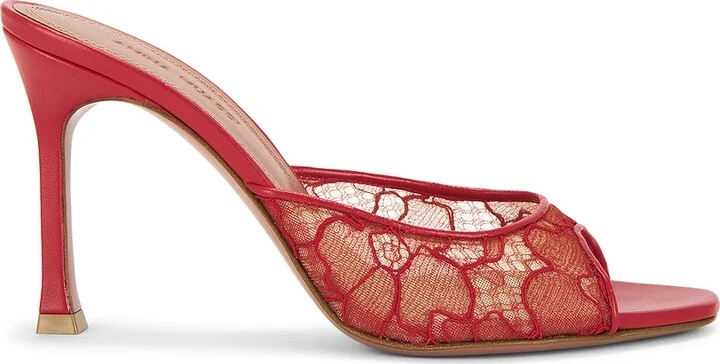 AMINA MUADDI Alexa 95 Lace Slipper in Red