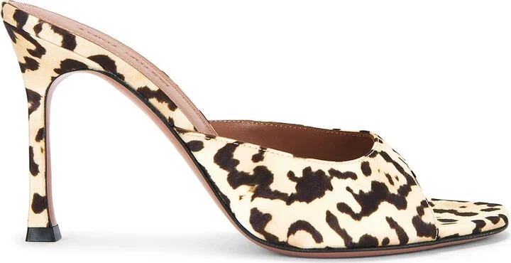 AMINA MUADDI Alexa 95 Print Satin Slipper Mule in Brown