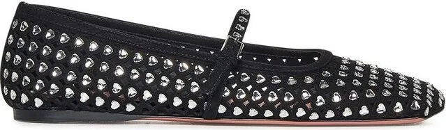 Amina Muaddi Ane Embellished Square Toe Ballet Flats