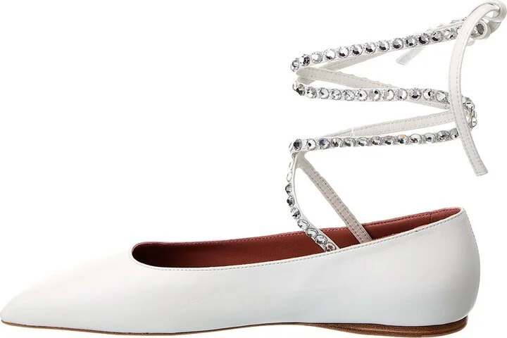 Amina Muaddi Ane Lace-Up Leather Flat - Image 2