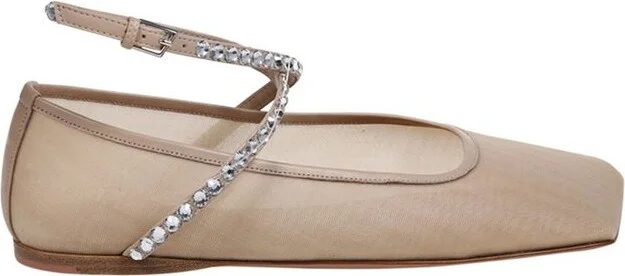 Amina Muaddi Ane Strap-Detailed Ballet Flats
