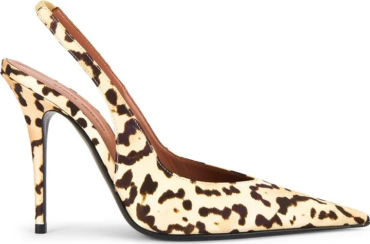 AMINA MUADDI Anok 105 Print Satin Sling Pump in Brown