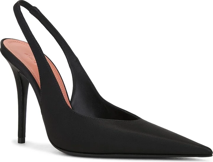 AMINA MUADDI Anok 105 Satin Sling Pump in Black - Image 2