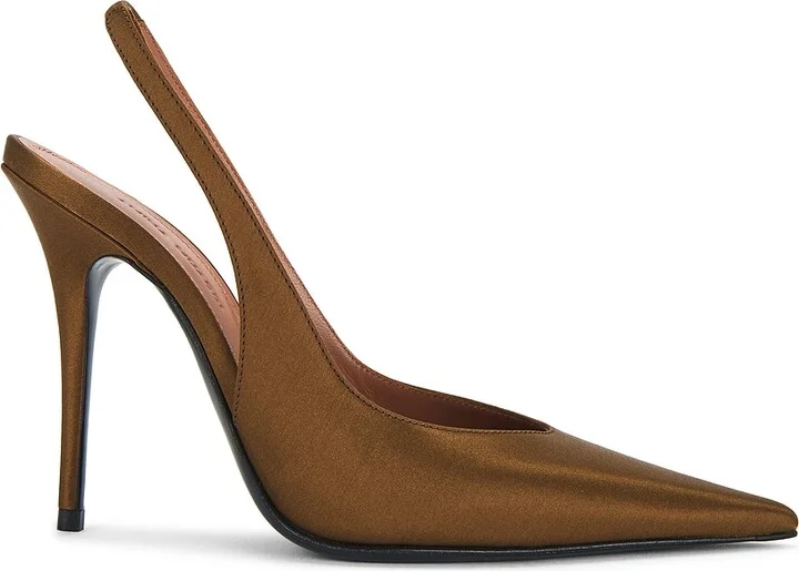 AMINA MUADDI Anok 105 Satin Sling Pump in Brown