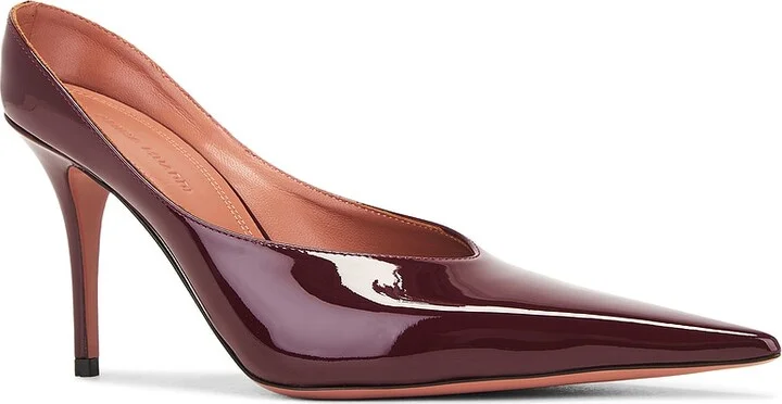 AMINA MUADDI Anok 90 Patent Mule in Wine - Image 2