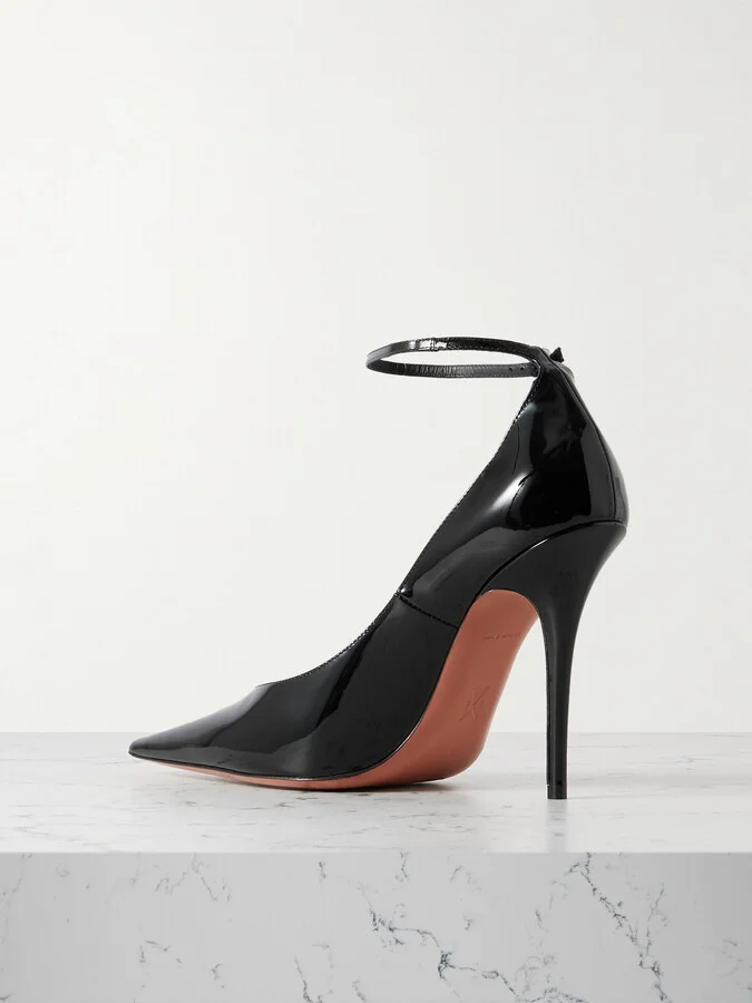 Amina Muaddi - Anok Patent-leather Point-toe Pumps - Black - Image 3