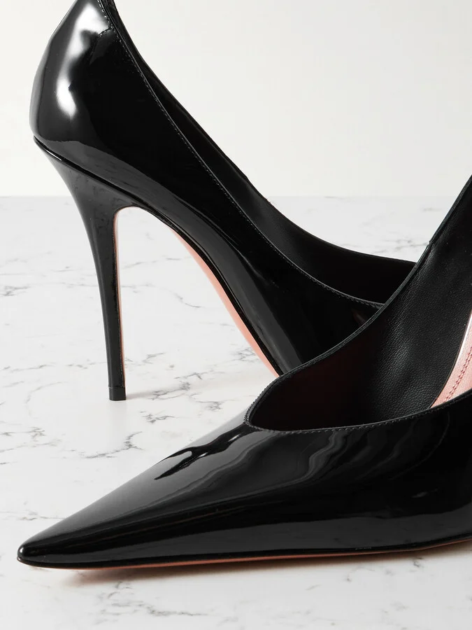 Amina Muaddi - Anok Patent-leather Point-toe Pumps - Black - Image 4