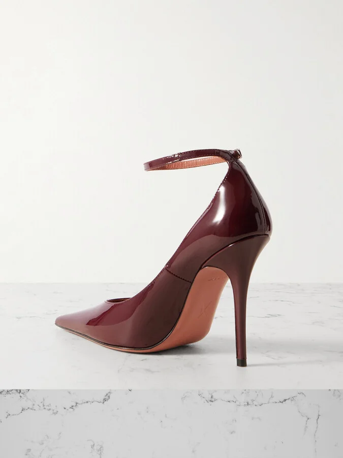 Amina Muaddi - Anok Patent-leather Pumps - Burgundy - Image 3