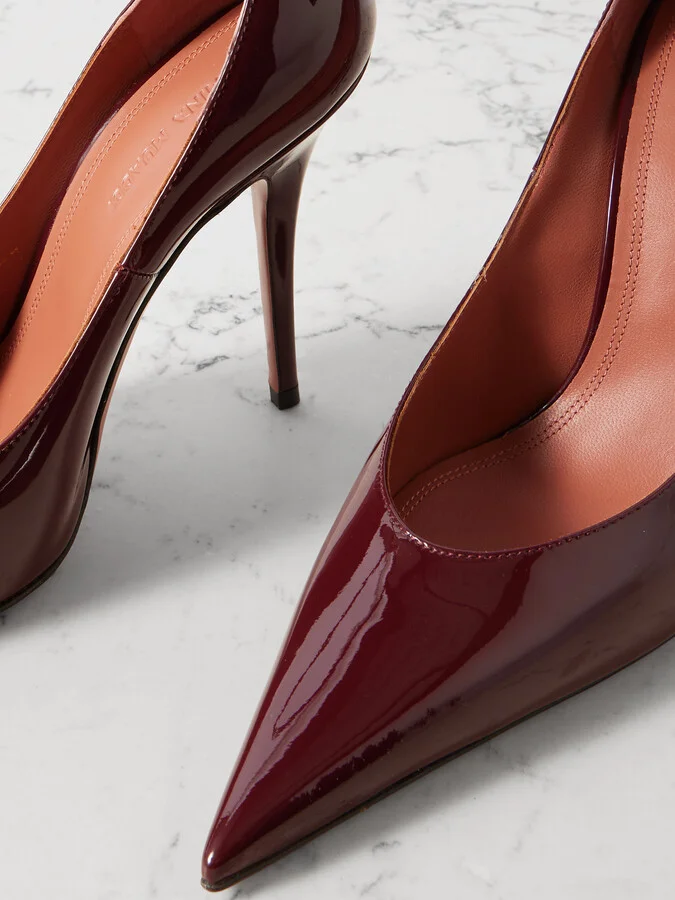 Amina Muaddi - Anok Patent-leather Pumps - Burgundy - Image 4