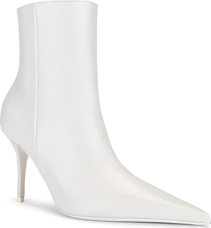 AMINA MUADDI Barbara 90 Nappa Bootie in White - Image 2
