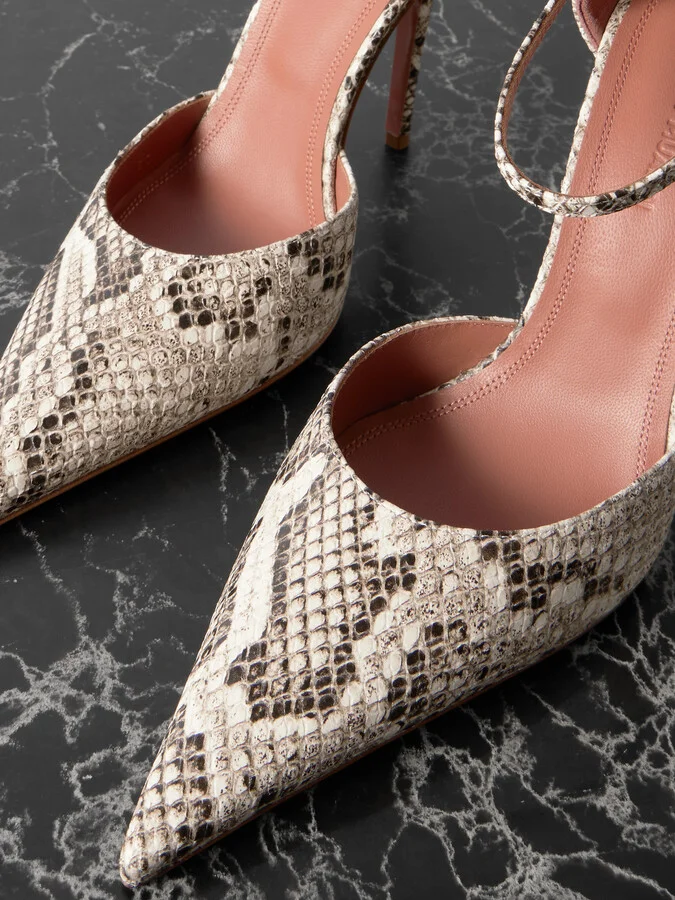 Amina Muaddi - Barbara Snake-print Leather Pumps - Animal print - Image 4
