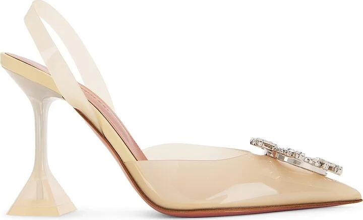 AMINA MUADDI Begum 95 Glass Sling Pump in Cream