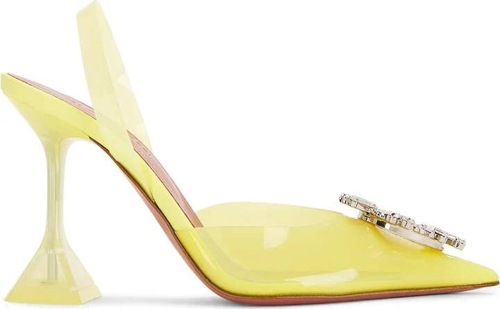 AMINA MUADDI Begum 95 Glass Sling Pump in Yellow