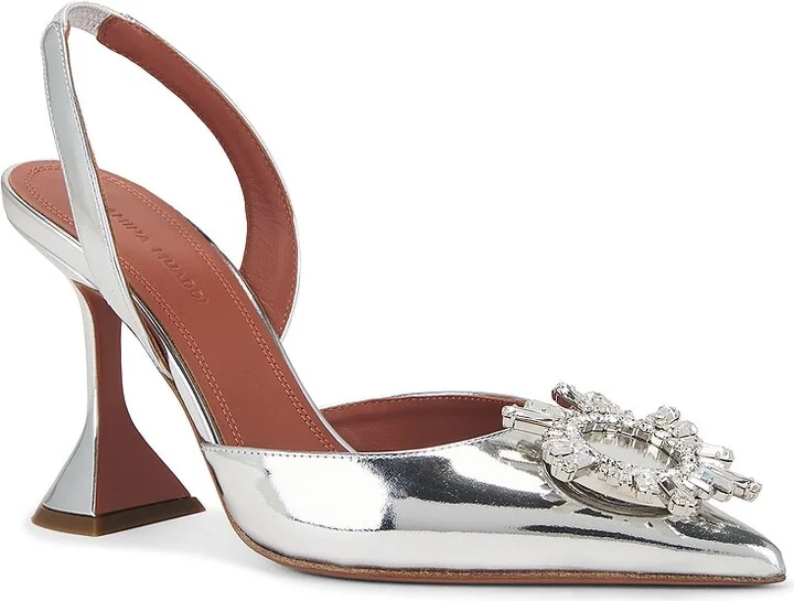 AMINA MUADDI Begum 95 Mirror Sling Pump in Metallic Silver - Image 2