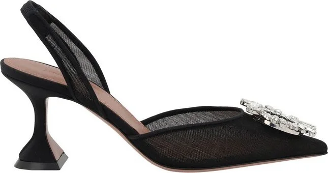 Amina Muaddi Begum Embellished Mesh Slingback Pumps