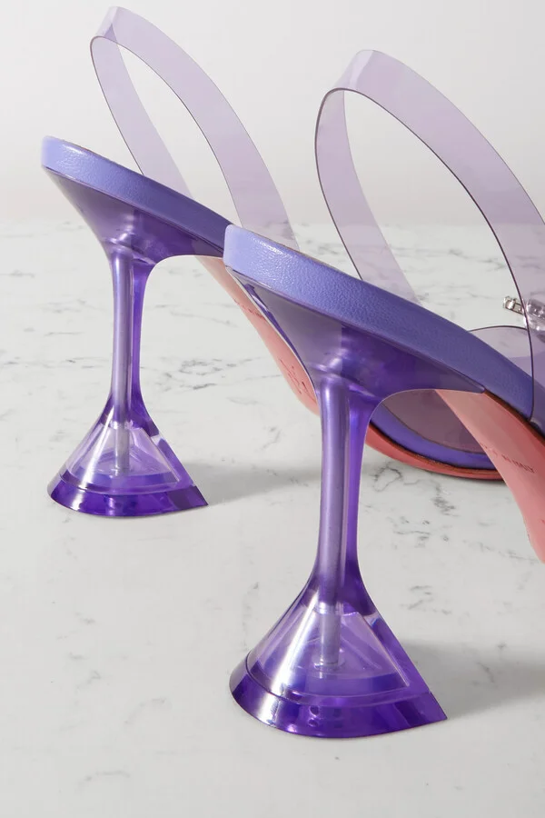 Amina Muaddi - Begum Glass Crystal-embellished Pvc Slingback Pumps - Purple - Image 4