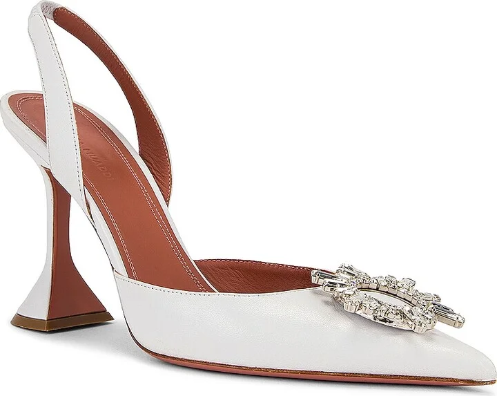 AMINA MUADDI Begum Nappa Sling Heel in White - Image 2