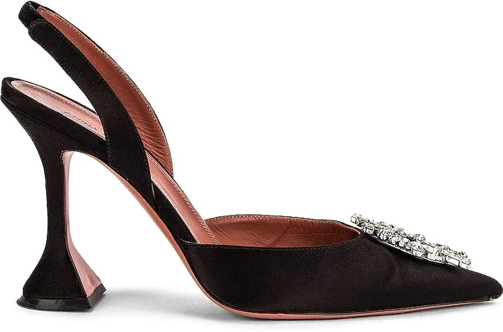 AMINA MUADDI Begum Satin Sling Pump in Black