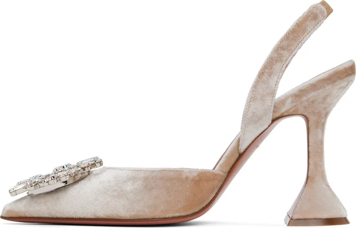 Amina Muaddi Beige Begum Sling Heels - Image 3