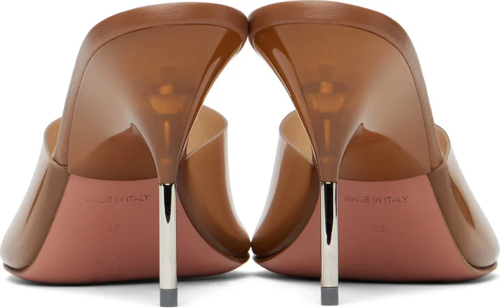 Amina Muaddi Beige Bianca Glass Slipper 95 Mules - Image 2