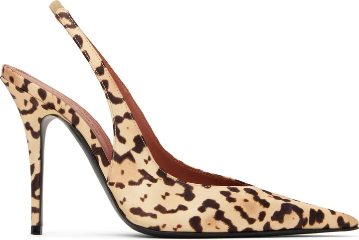 Amina Muaddi Beige & Brown Anok Sling 105 Heels