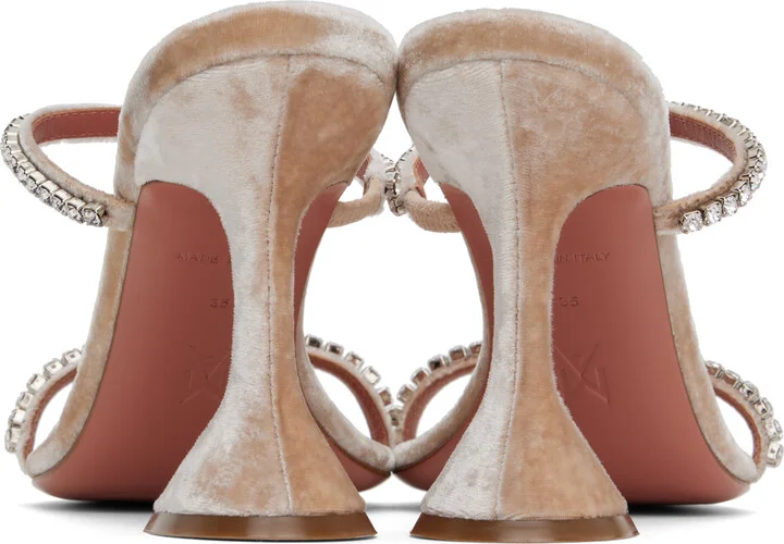 Amina Muaddi Beige Gilda Slipper Heeled Sandals - Image 2