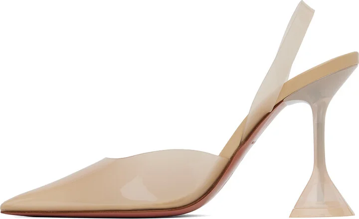 Amina Muaddi Beige Holli Glass Sling Heels - Image 3