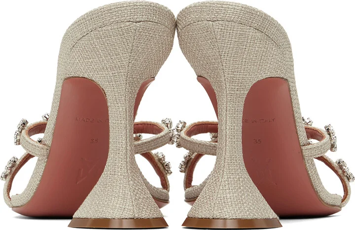 Amina Muaddi Beige Lily Slipper 95 Heeled Sandals - Image 2