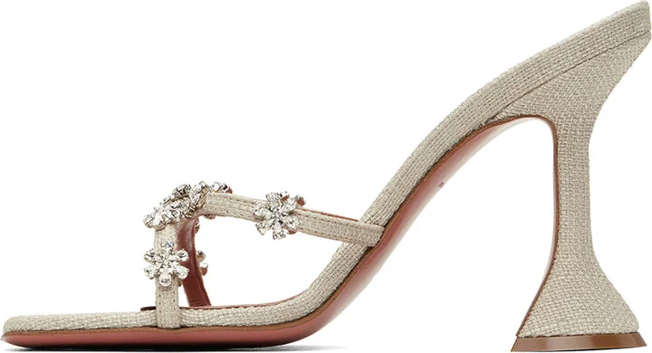 Amina Muaddi Beige Lily Slipper 95 Heeled Sandals - Image 3
