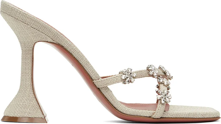 Amina Muaddi Beige Lily Slipper 95 Heeled Sandals