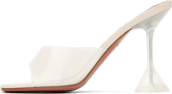 Amina Muaddi Beige Lupita Glass Slipper 95 Heeled Sandals - Image 3