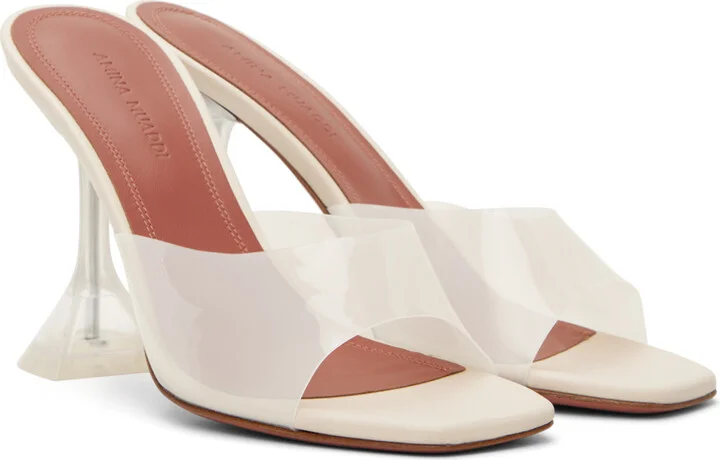 Amina Muaddi Beige Lupita Glass Slipper 95 Heeled Sandals - Image 4