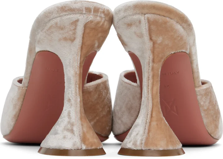 Amina Muaddi Beige Lupita Slipper Heeled Sandals - Image 2