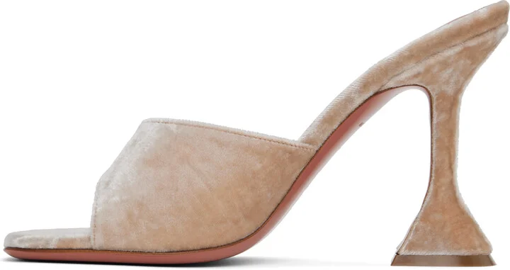 Amina Muaddi Beige Lupita Slipper Heeled Sandals - Image 3