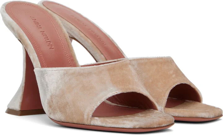Amina Muaddi Beige Lupita Slipper Heeled Sandals - Image 4
