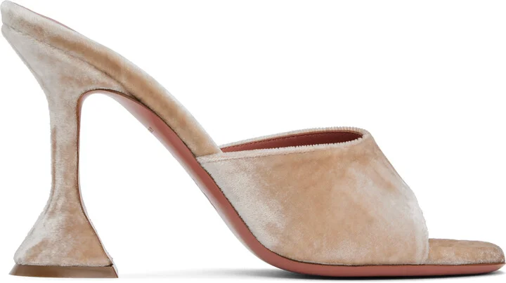 Amina Muaddi Beige Lupita Slipper Heeled Sandals