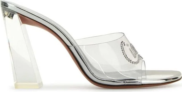 Amina Muaddi Bella Embellished Transparent Sandals