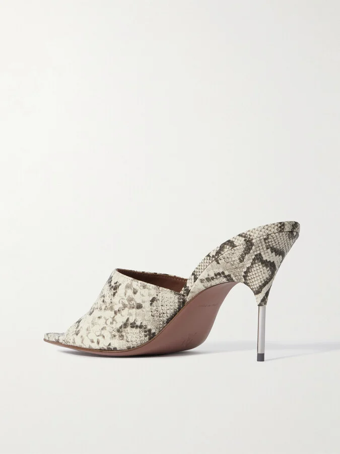 Amina Muaddi - Bianca Snake-effect Leather Sandals - Animal print - Image 3