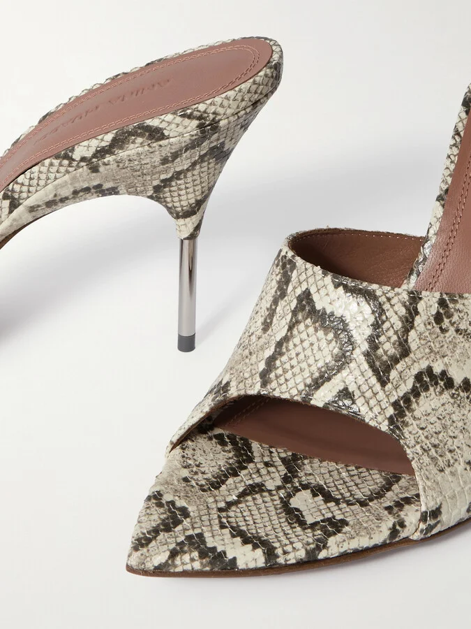 Amina Muaddi - Bianca Snake-effect Leather Sandals - Animal print - Image 4