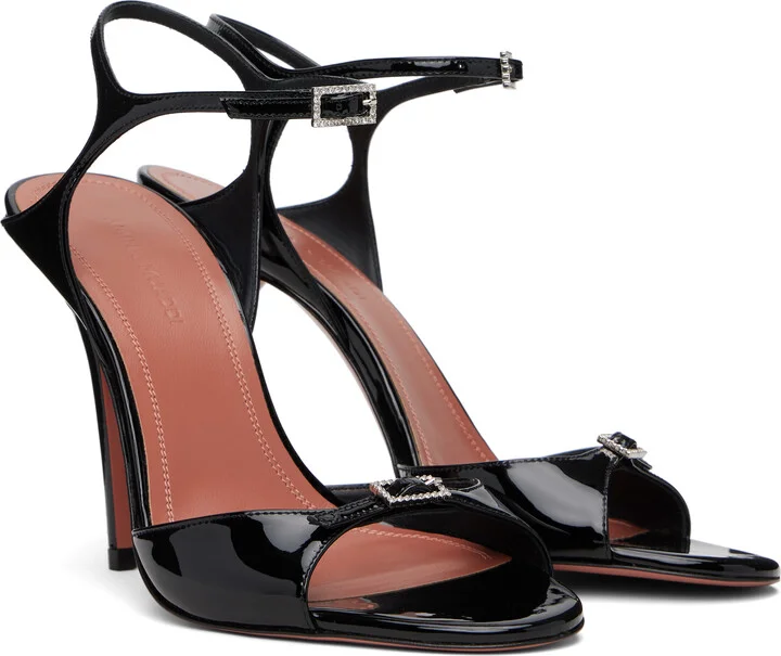 Amina Muaddi Black Adut Heeled Sandals - Image 4