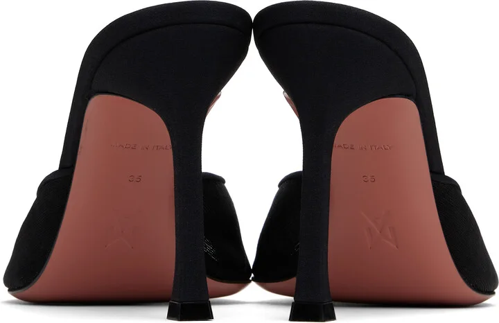 Amina Muaddi Black Alexa Mesh Slipper 95 Heeled Sandals - Image 2