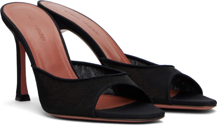 Amina Muaddi Black Alexa Mesh Slipper 95 Heeled Sandals - Image 4