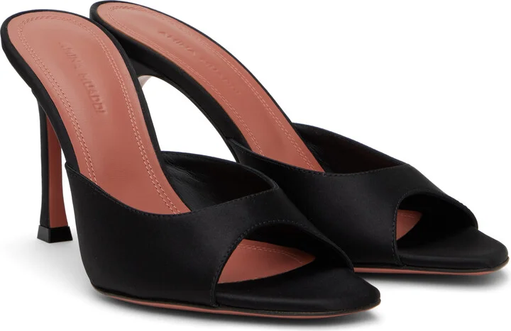 Amina Muaddi Black Alexa Slipper 95 Heeled Sandals - Image 4
